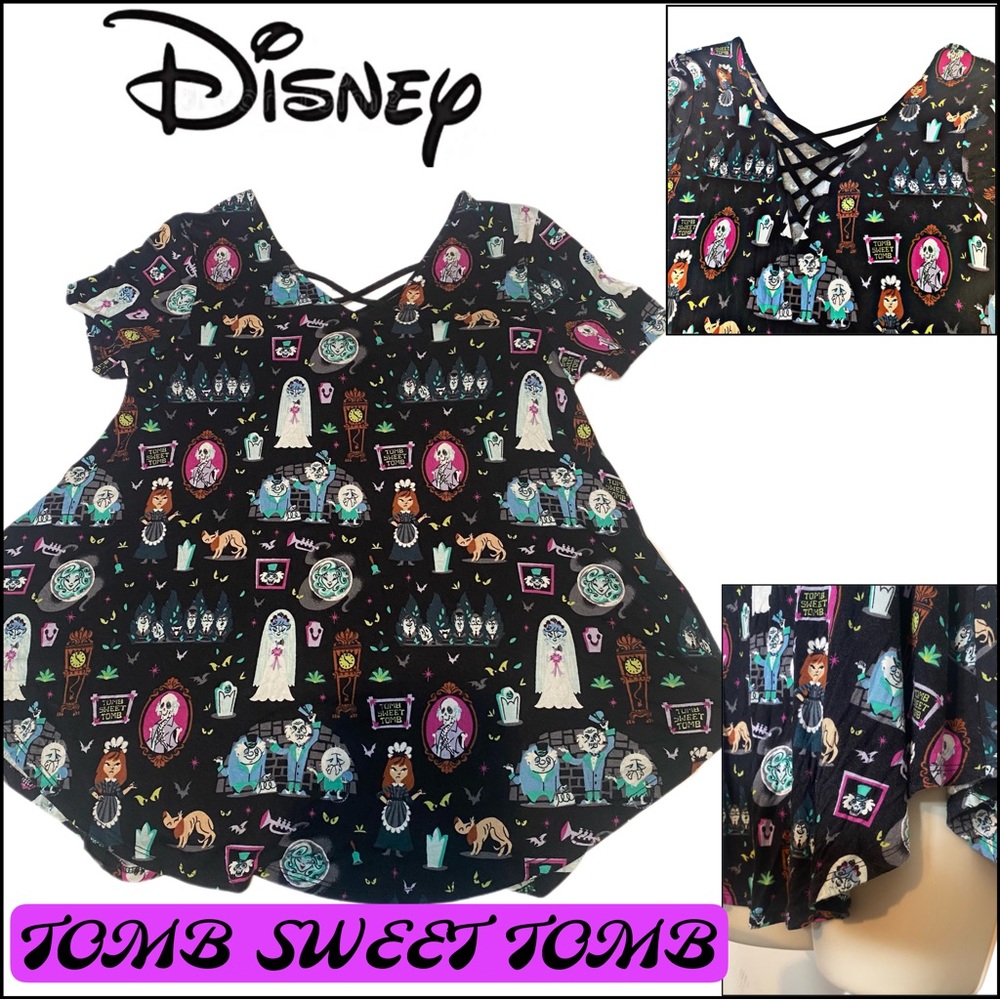DISNEY HAUNTED MANSION CRISS-CROSS DETAILED BACK T-SHIRT XS - Picture 4 of 11